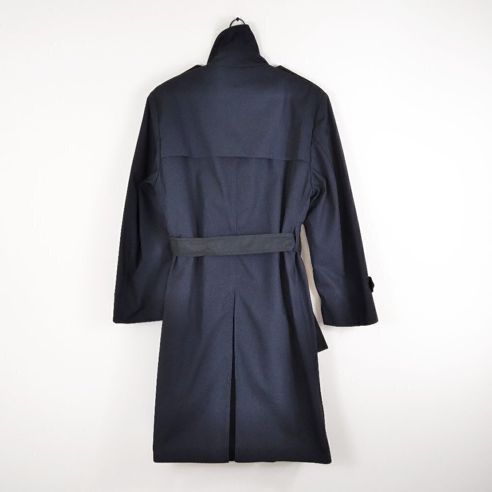 Y2K  Black Trench Coat Made In USA For Military Zip Out Lining Stylish Sz 38XS - Picture 11 of 15